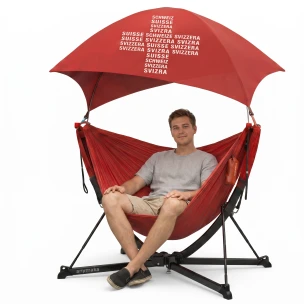 Anymaka Hängestuhl Swiss Edition mit Sonnenschirm und Gestell