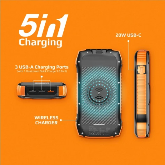 ProMate Solar Powerbank 20000 mAh Qi kabellos