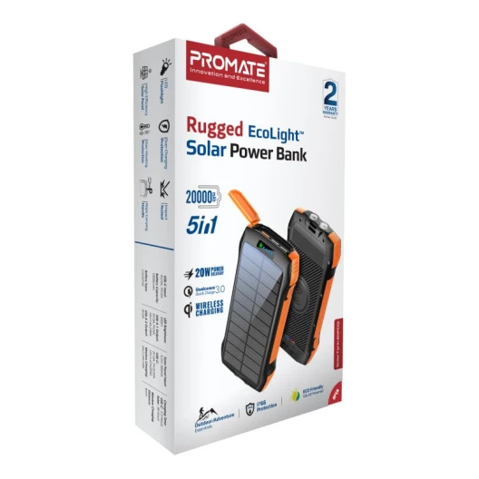 ProMate Solar Powerbank 20000 mAh Qi kabellos