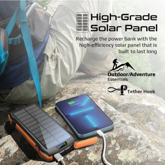 ProMate Solar Powerbank 20000 mAh Qi kabellos