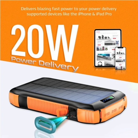 ProMate Solar Powerbank 20000 mAh Qi kabellos